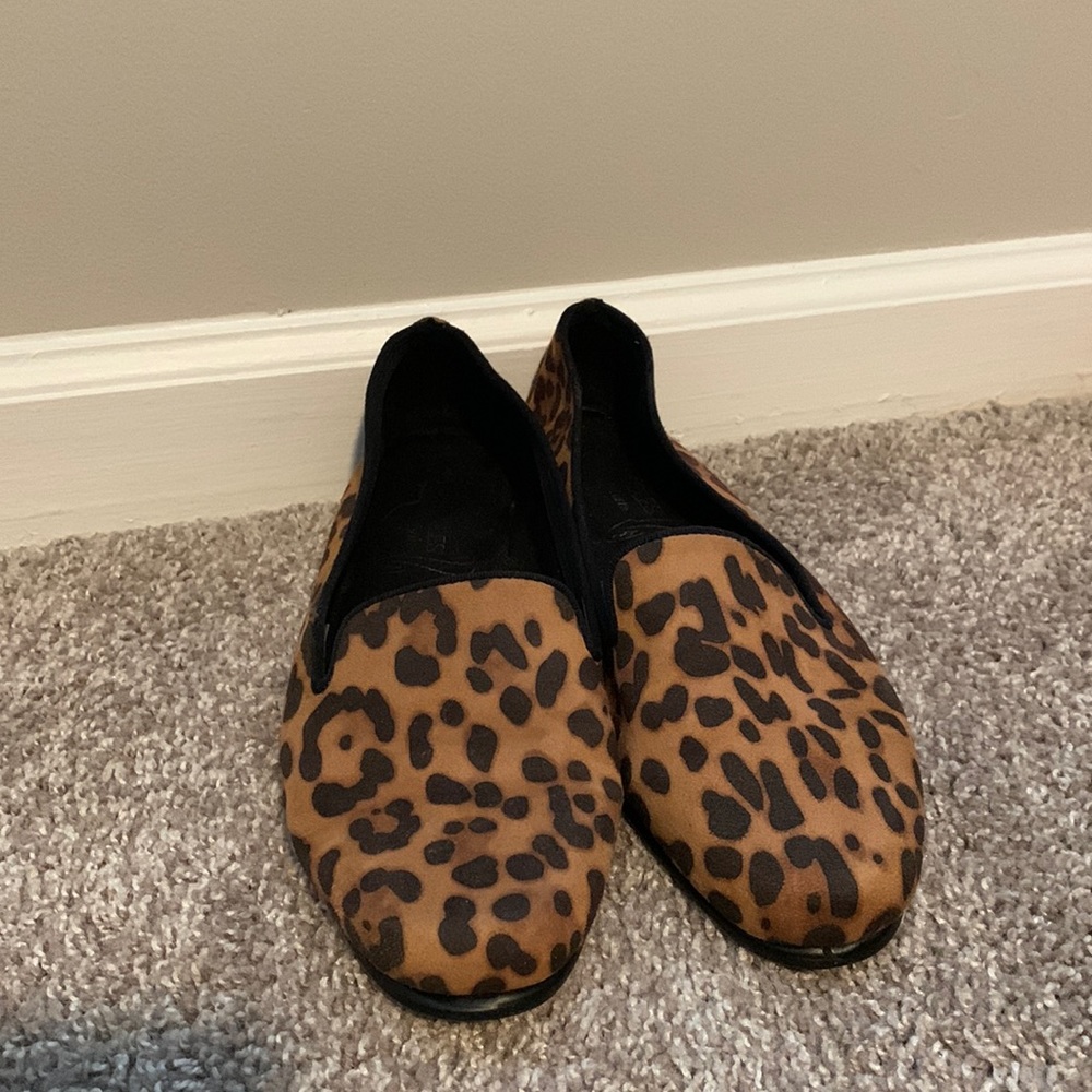 Suede leopard flats, size 11